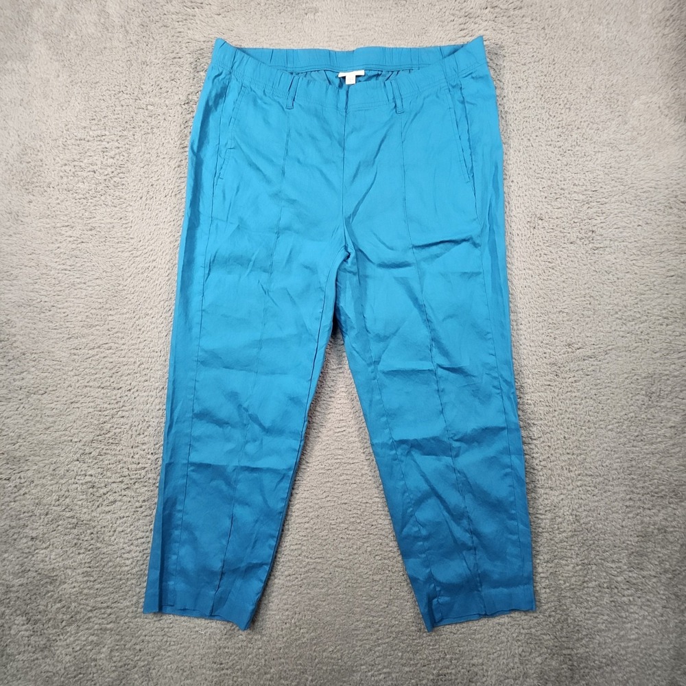 J Jill Linen Stretch Crop Pants Womens XL Coastal Granny Cruise Resort Spring